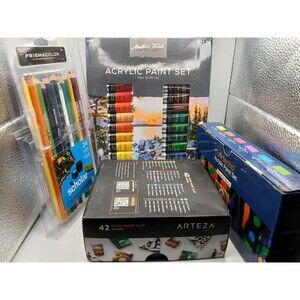 Art LOT Clay Acrylic Prismacolor Pencils Tools 5 Pds NEW SEALED ARTIST Student